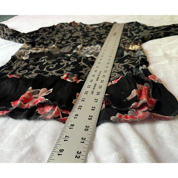 Nothing Matches Womens Mixed Floral Pattern Tunic Top Size 1 Black Textured - Picture 7 of 8